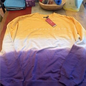 Southern Marsh Men's Yellow to Purple Ombre Crewneck Sweatshirt large